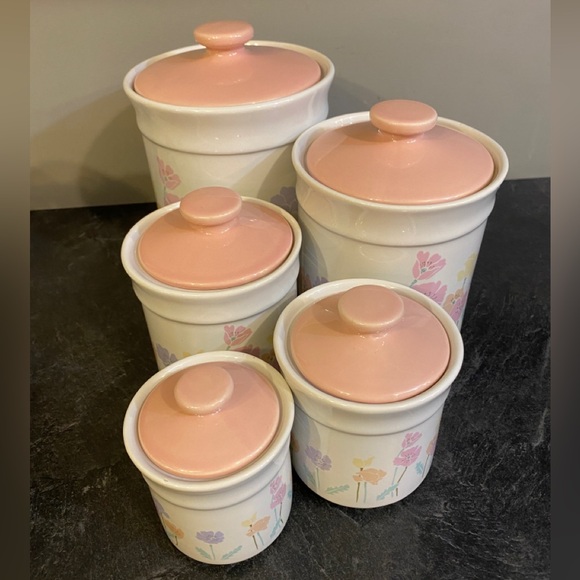 Ceramic Floral Canisters - Picture 2 of 5